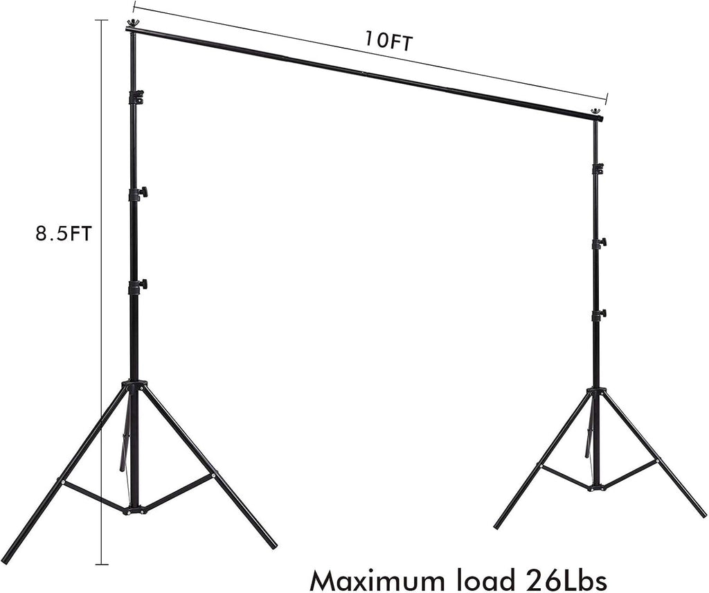 Photo Background Support System with 8.5 x 10ft Backdrop Stand Kit, 6 x 9.5ft 100% Pure Muslin Chromakey Green Screen Backdrop,Clamp, Carry Bag for Photography Video Studio