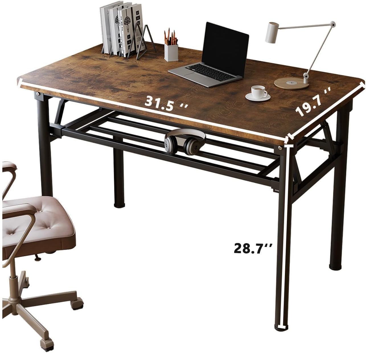 Small Folding Desk No Assembly,31.5 Inch Folding Computer Desk Small Foldable Table for Home Office.