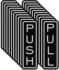 All Quality Classic Vertical Push Pull Door Signs - Great for Glass Doors | Professional Looking Signs | Easy Installation Includes Double-Sided Foam Adhesive Tape (Black) - Small (10 Pack)