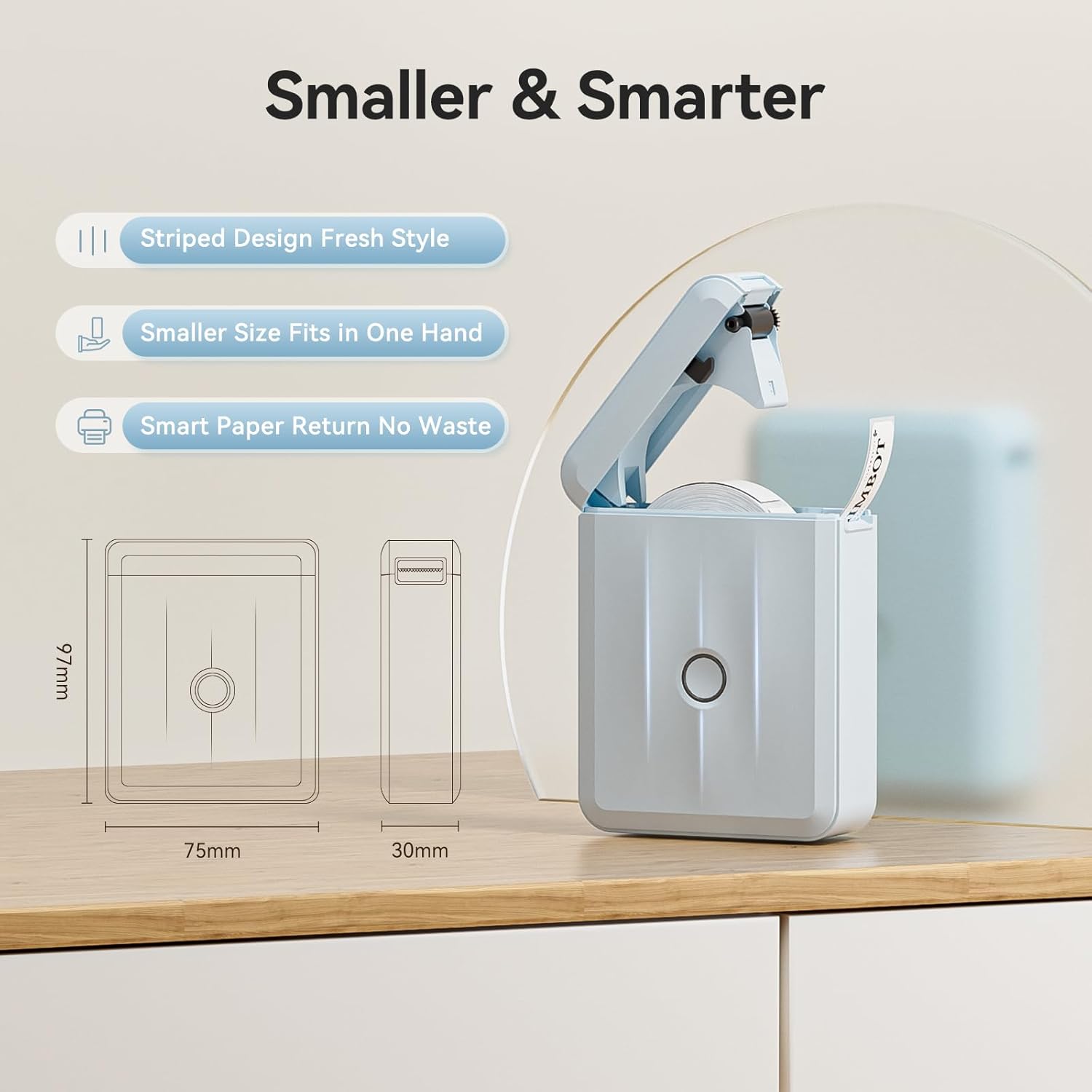 NIIMBOT Label Maker Machine Bluetooth Label Printer for School Home Office Organization,Wireless Mini Labeler D110 Upgraded Version, Label Machine with Label, Light Blue