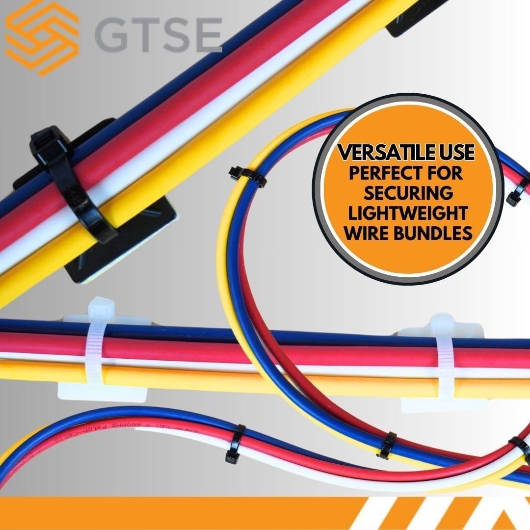 GTSE 100 Pack Of Black Screw Mounts, Zip Ties Up To 0.2" Wide, Saddle Type Zip Tie Anchors