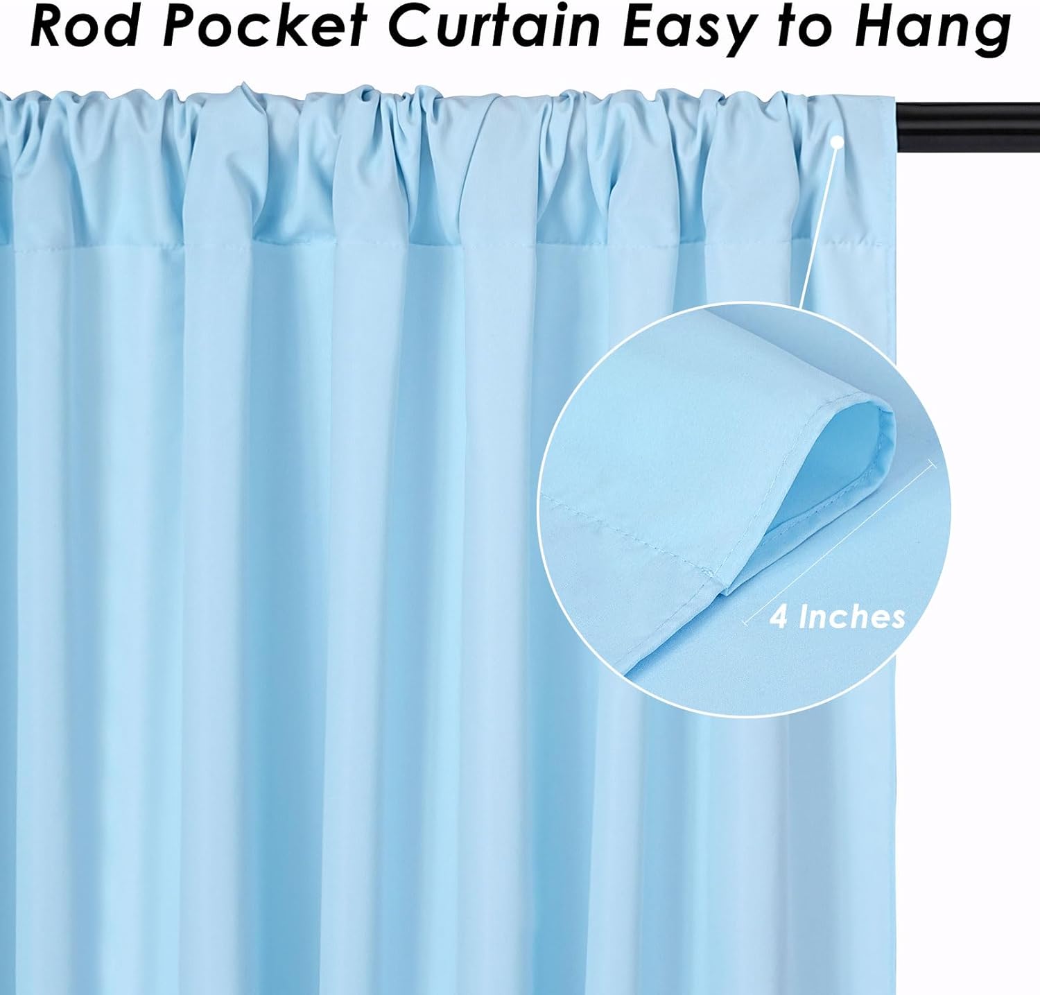 Baby Blue Backdrop Curtains Panels: Polyester Photo Backdrop Drapes Curtains - 30x10ft Baby Shower Party Photography Background