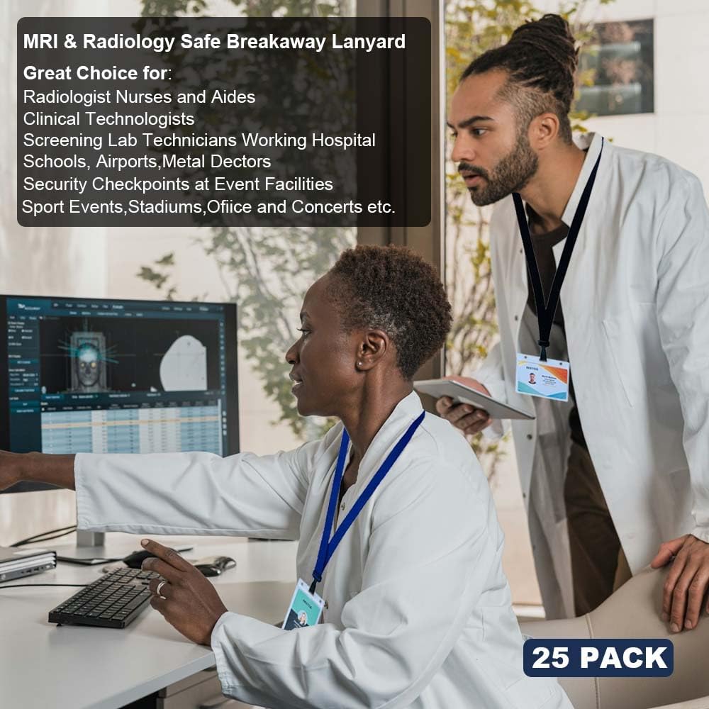100 Pack Bulk Polyester Breakaway Lanyards with Plastic No Twist Clip & Safety Breakaway Clasp-Great for Radiology-School Hospital-MRI Safe-Neck Strap I.D. Badge Holders 36”(Black)