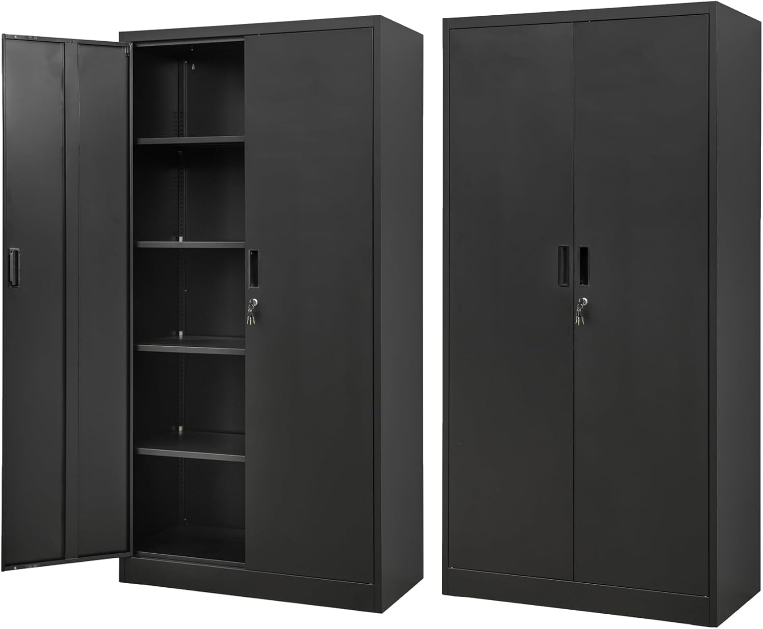 BESFUR Metal Storage Cabinet, 72" H x 36" W x 18" D Garage Storage Cabinet, Adjustable Shelves and Locking Doors for Office, School, Garage - Black