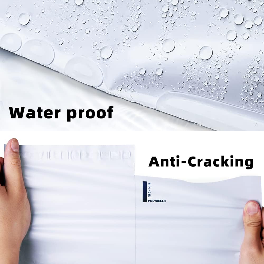 POLYSELLS 200 pcs 12x15.5 Inch White Poly Mailers Shipping Envelopes, Strong Adhesive Sealing, Waterproof, and Tear-resistant Postal Mailing Bags for Clothing, Books, and Accessories