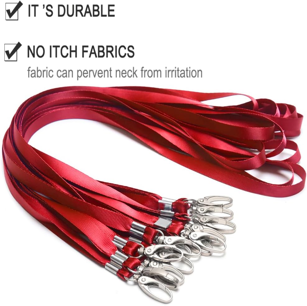 10 Pcs Lanyards Red Lanyard for Id Badges Nylon Lanyard Bulk Clip Swivel Hook for Office Id Badges Key Chains (Red)