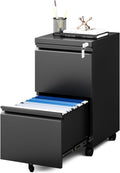 MIIIKO 2 Drawer File Cabinet on Wheels, Home Office Mobile File Drawers Under Desk, Filing Cabinets with Drawers for Legal/Letter/A4 File Folders(Black),Un-Assembled