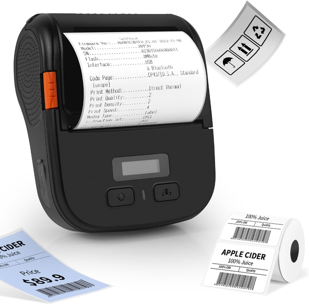 Rongta Bluetooth Label Maker Machine with Tape, Portable Thermal Printer for Small Business,Waterproof Label, Inkless Labeler for Home, Kitchen, School, Office Organization, Black