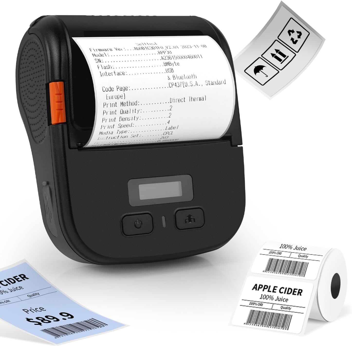 Rongta Bluetooth Label Maker Machine with Tape, Portable Thermal Printer for Small Business,Waterproof Label, Inkless Labeler for Home, Kitchen, School, Office Organization, Black