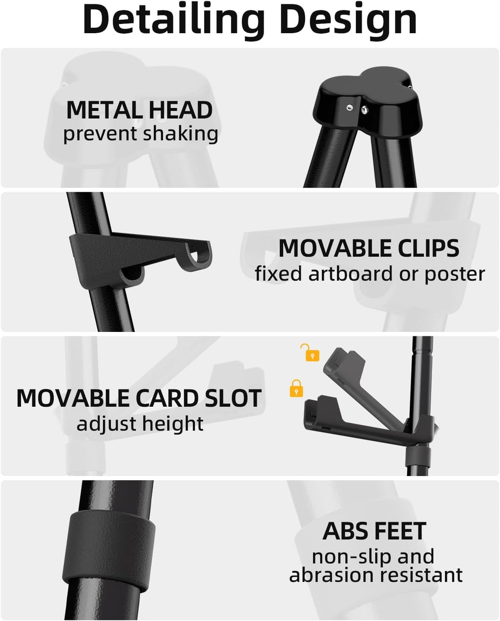 Nicpro Black Easel Stand for Sign, 8 Pack 63" Metal Portable Adjustable Collapsible Easels for Display, Painting, Poster, Wedding Sign with Carry Bag