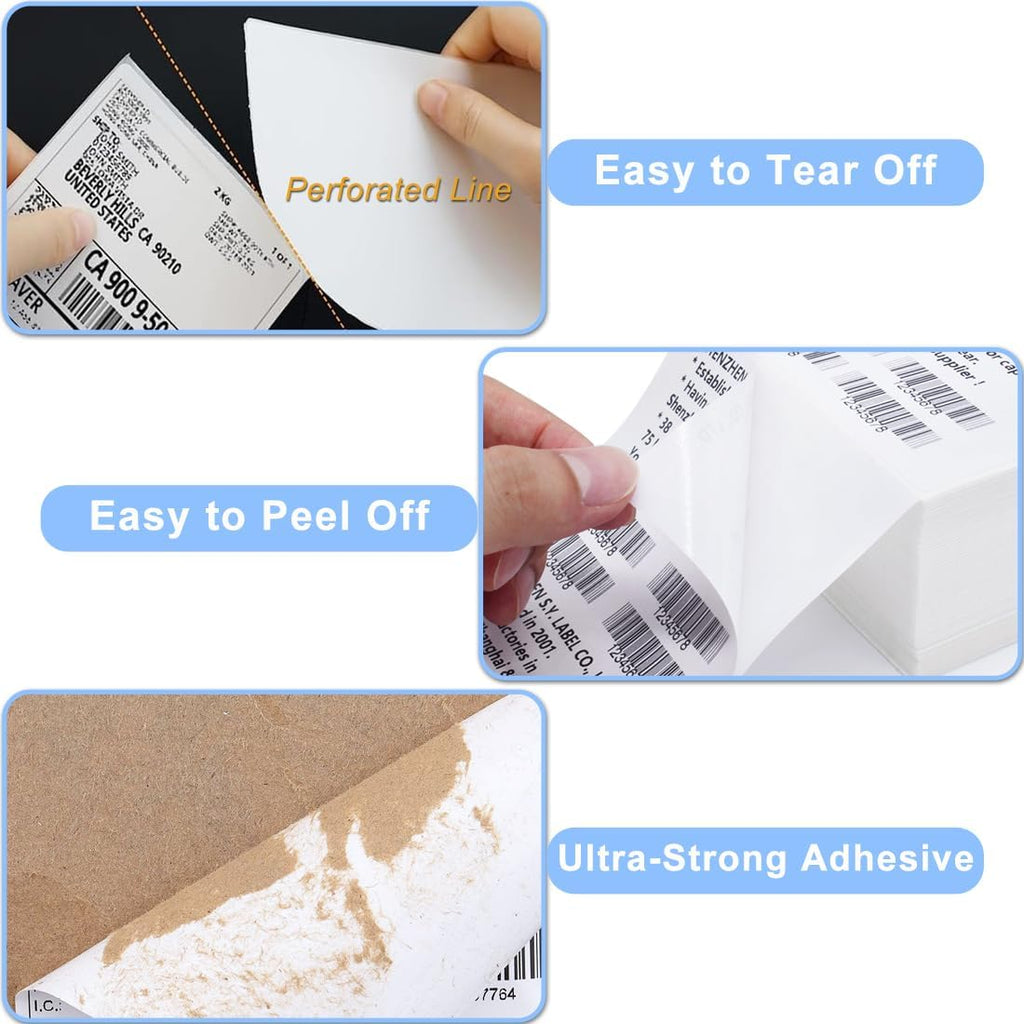 Shipping Thermal Labels, Pack of 20000 Perforated 4x6 Thermal Label Papers, FanFold Thermal Printer Labels, Sticker Labels to Write on, Permanent Strong Adhesive, Commercial Grade