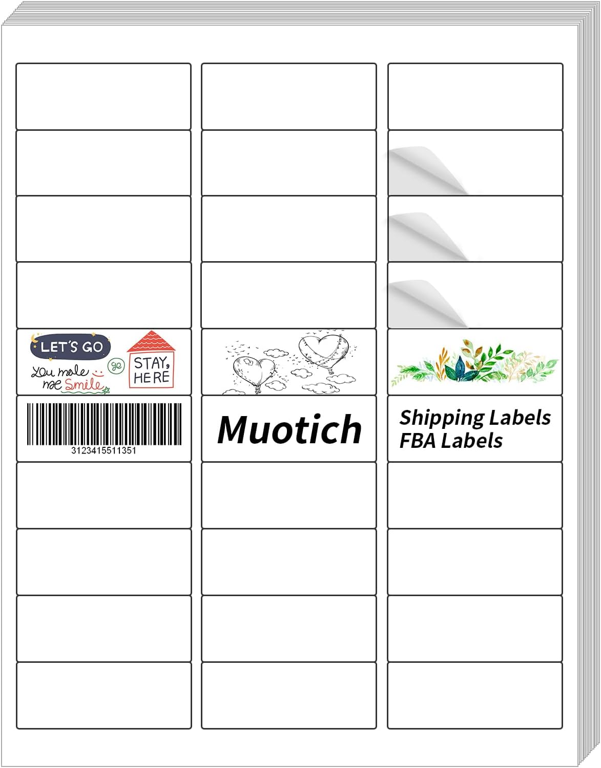 1" X 2-5/8" Address Labels,30 UP Shipping Label for Laser/Inkjet Printers,White Blank Mailing Label,30 Labels per Sheet(2000 Sheets)