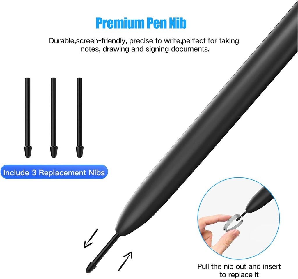 EMR Stylus Compatible with Remarkable 2, Replacement Digital Pen with Eraser, 4096 Pressure Levels, Tilt Support,Palm Rejection,Pencil Holder(3 Pen Tips)