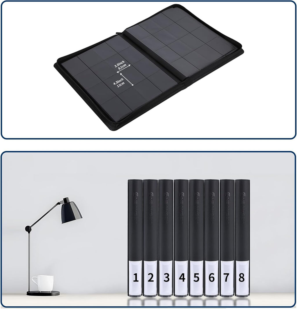 Snekdy premium 1024-pocket trading card binder, 16-pocket cards album, waterproof PU-leather Cover album with side loading, holds gaming, baseball, basketball & sports cards (Black)