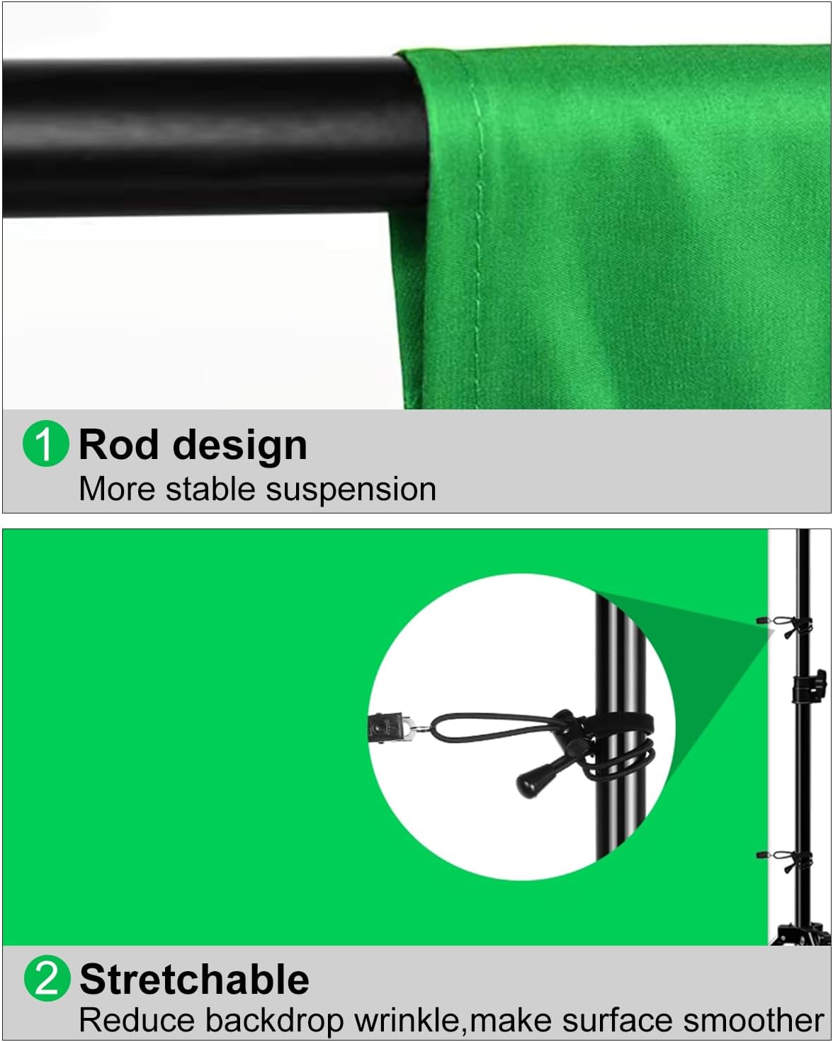 Green Screen Background for Photography, PULUZ Green Screen Sheet 3.3ft×6.6ft Background Kit Cloth Fabric Curtain with 4 Clamps Backdrop for Video Recording, Photoshoot and YouTube