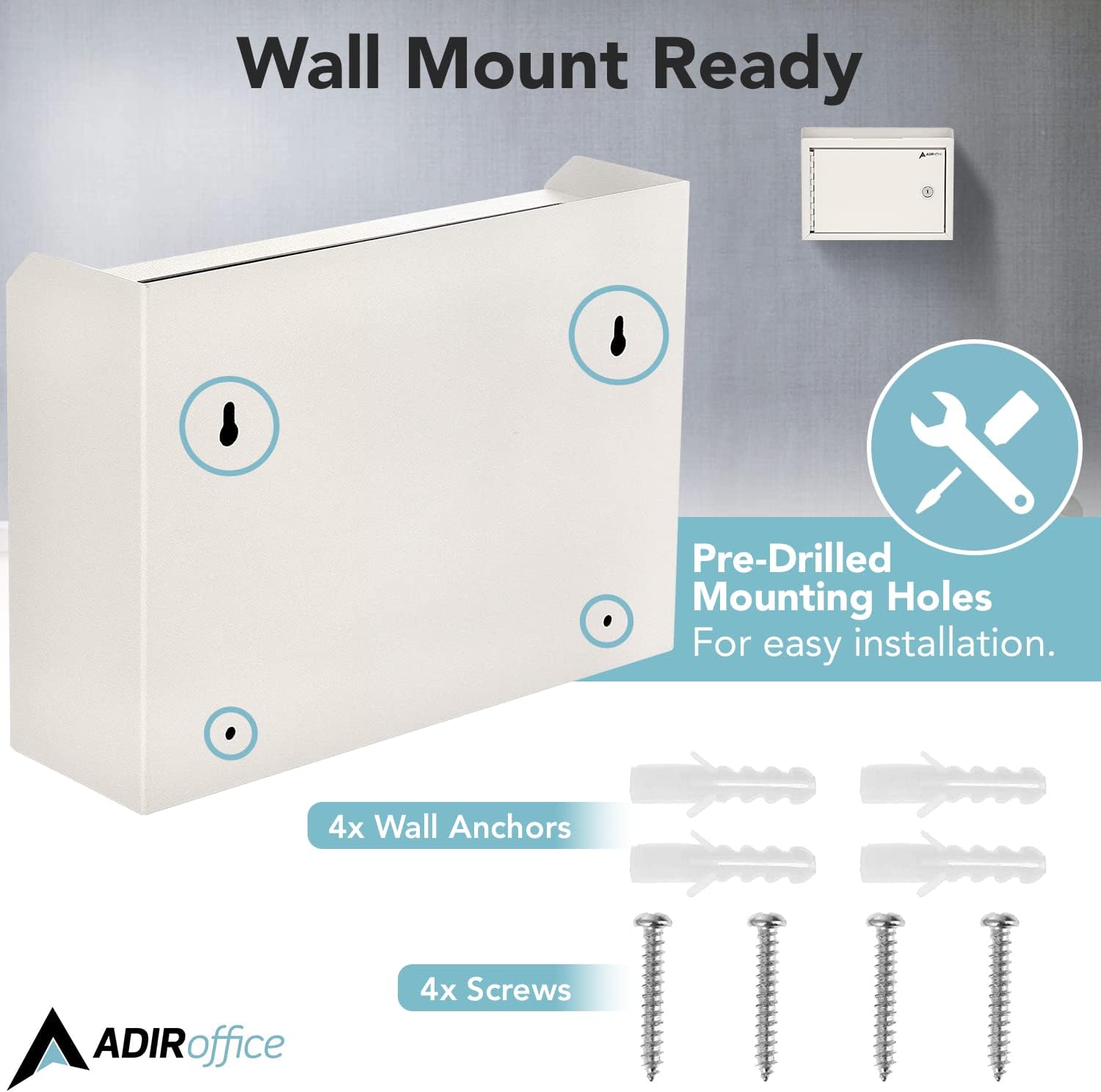 Adir Suggestion Box with Slot and Lock - Money Drop Box with Lock, Cash Dropbox - 9.8x7.5x3.4 Inches Wall Mount Donation Box - Metal Deposit Box in White