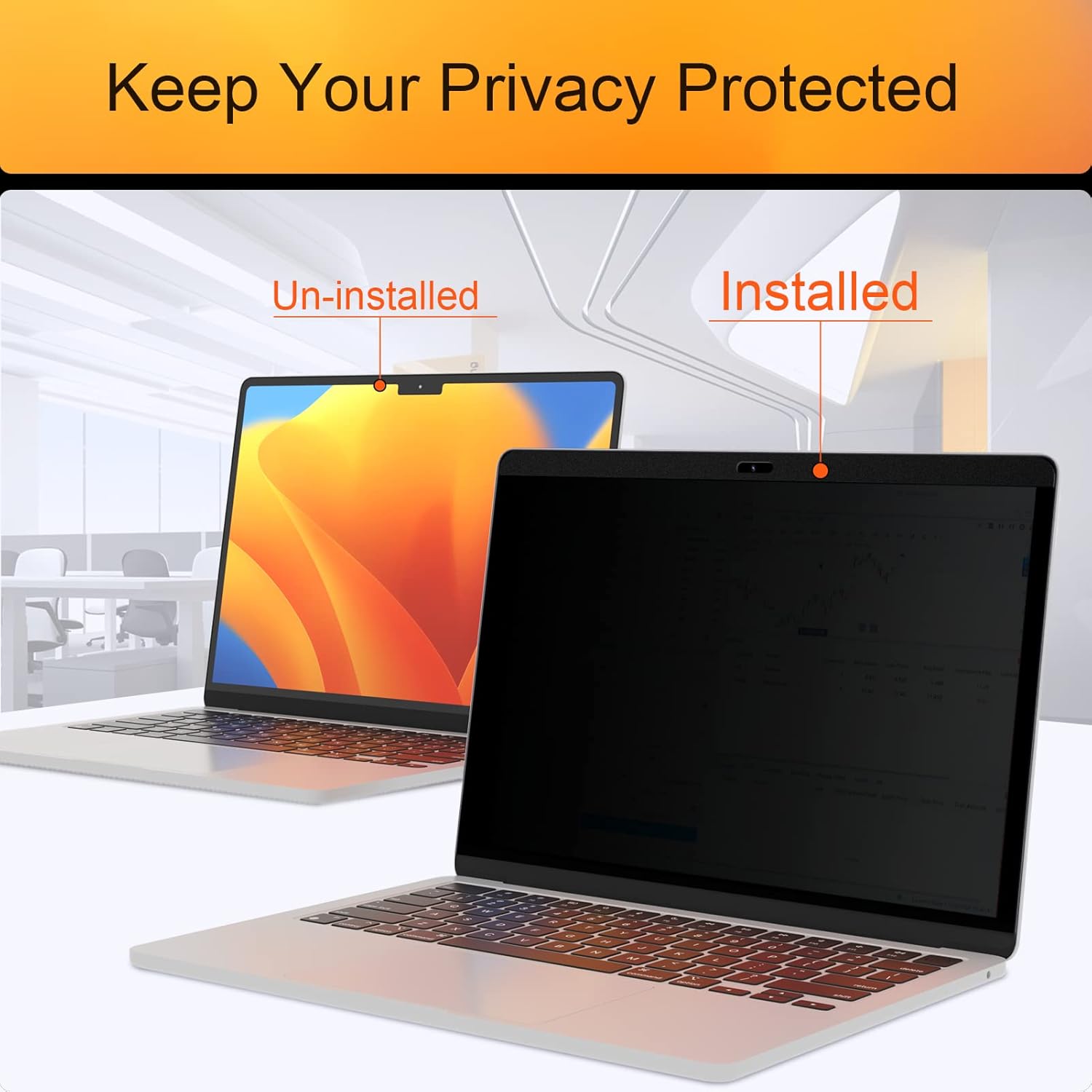 Mamol Privacy Screen MacBook Pro 15 Inch (2016-2019), Magnetic Removable Anti Blue Light Glare Filter Privacy Screen Protector for Apple Mac 15 In Laptop Model (A1707, A1990)