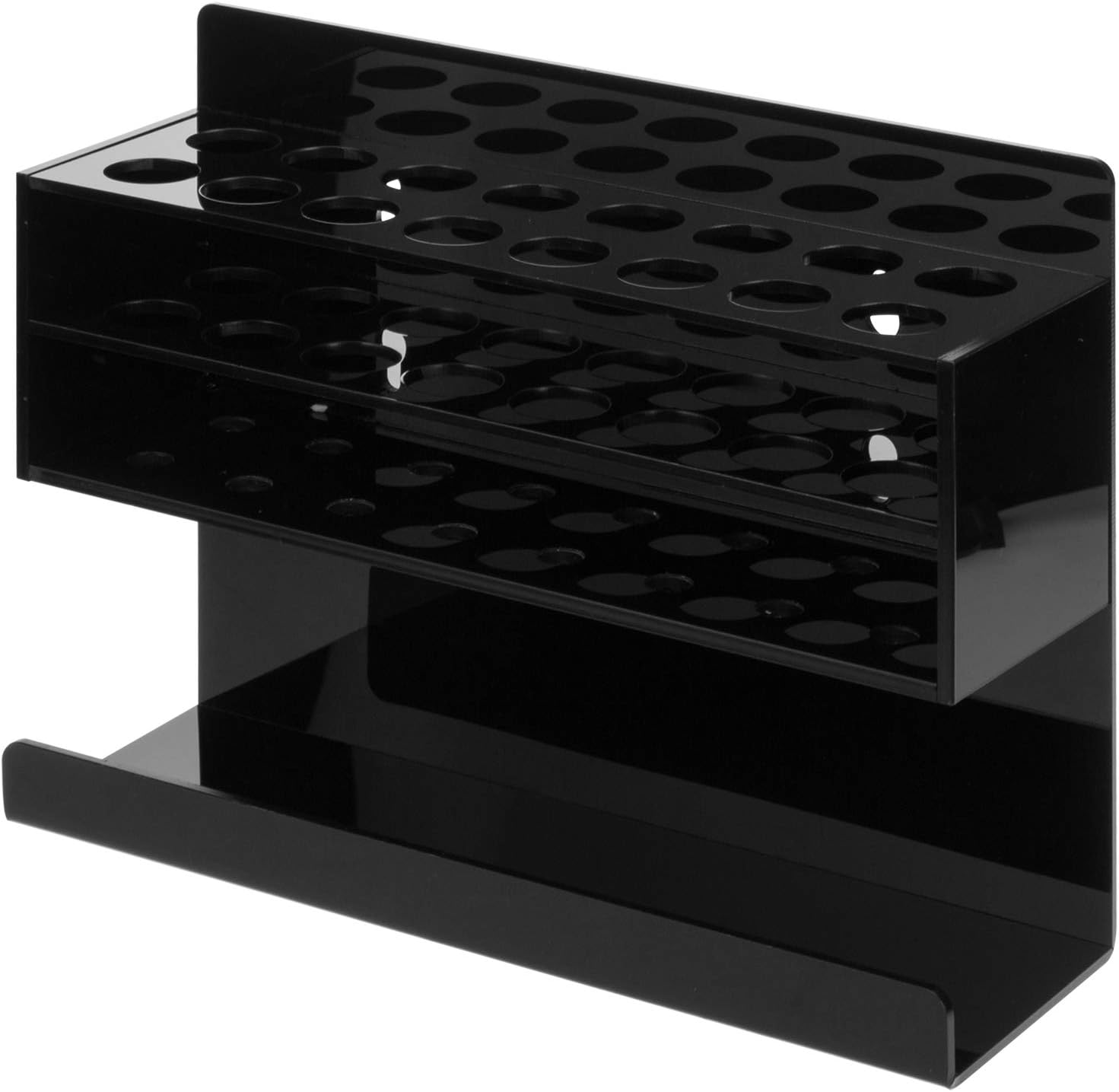 MyGift Wall Mounted Premium Black Acrylic Dry Erase Marker Holder with 16 Slots for Marker Pens and Eraser Storage Tray Whiteboard Accessories Rack for Home Office School Dorm