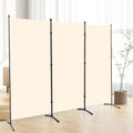 3 Panel Folding Privacy Screens, 6 FT Tall Wall Divider with Metal Frame, Freestanding Room Divider for Office Bedroom Study (3 Panel, Beige)
