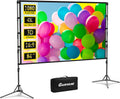 Projector Screen with Stand,84 inch Portable Projection Screen, Indoor Tripod Projector Screen 16:9 4K HD Rear Front Movie Screen with Carry Bag Wrinkle-Free Design for Home Theater Backyard Cinema