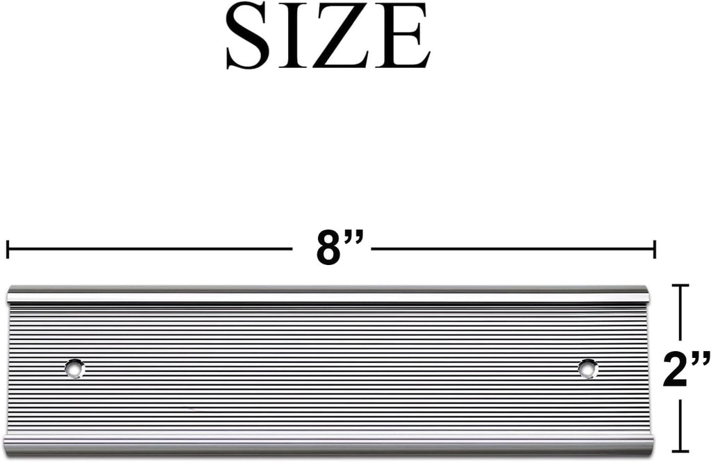 10 Pack Aluminum Name Plate Holders for Door or Wall, 2” x 8” Office Wall Mount Name Plate Holder with Textured Design and Double Sided Tape, for Office, Business, Meeting Room (Silver)