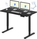 FLEXISPOT E3 Dual Motor Electric Standing Desk 55x28 Inch Whole-Piece Board Height Adjustable Desk Electric Sit Stand Desk (Black Frame + Black Desktop, 2 Packages)