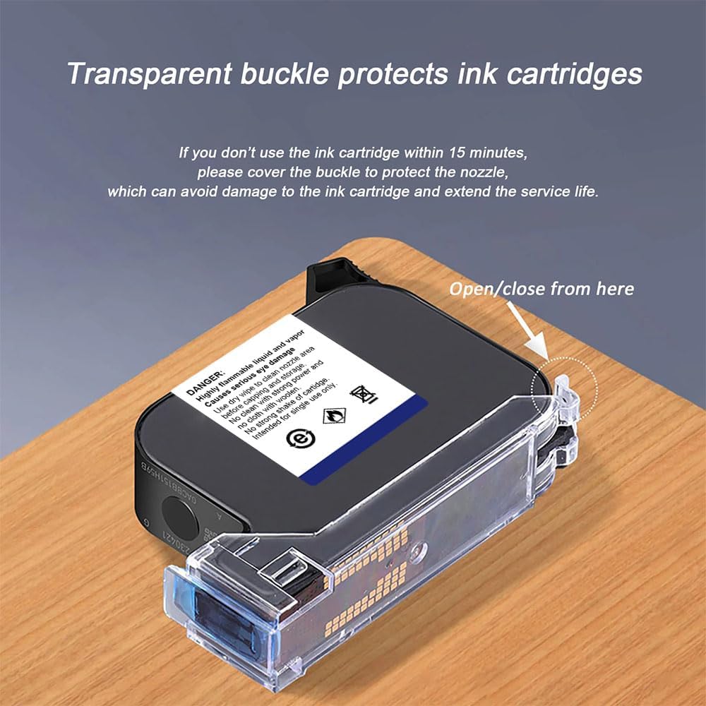 Original Black Ink Cartridge 0.5inch, 42ml Quick Dry Solvent Ink Replacement for 260E Automatic Inkjet Coding Machine