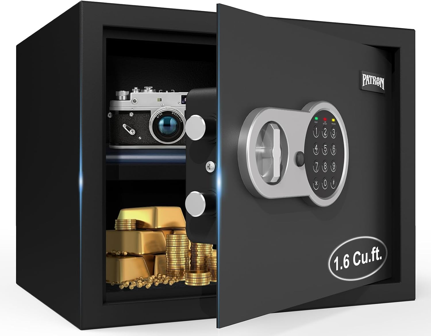 [ 1.6 Cu.ft. ]PATRON Fireproof Safe for Home,Document Safe Box Office,Digital Security Home Safes,Cabinet Safes for Money Cash,Wall Safes with Electronic Keypad for Hotel House Business,1.6 Cu.ft.