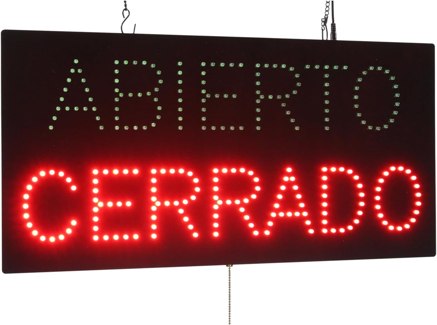 Abierto Cerrado Sign, 24"x12", 60x30cm, TOPKING, LED, Neon, Florescent, Signage, Signboard, Display, Billboard, Screen, Grand Opening, Gift