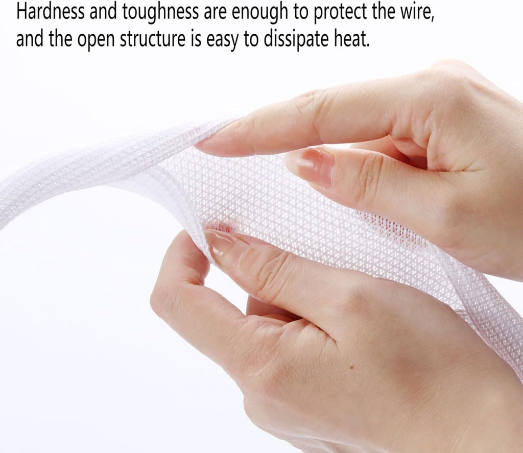 50ft 1 Inch White Cable Sleeve – Split Wire Loom Tubing Cord Protector – Flame Retardant Polyester Cable Management Wrap for Desk, TV, PC – Pet Chew Resistant & Easy to Cut