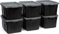 Rubbermaid 3-Pack Garage Storage Bins 18x12 Inch Heavy Duty Storage Bins, Large Capacity - USA Made Stackable Plastic Bins with Lids Black