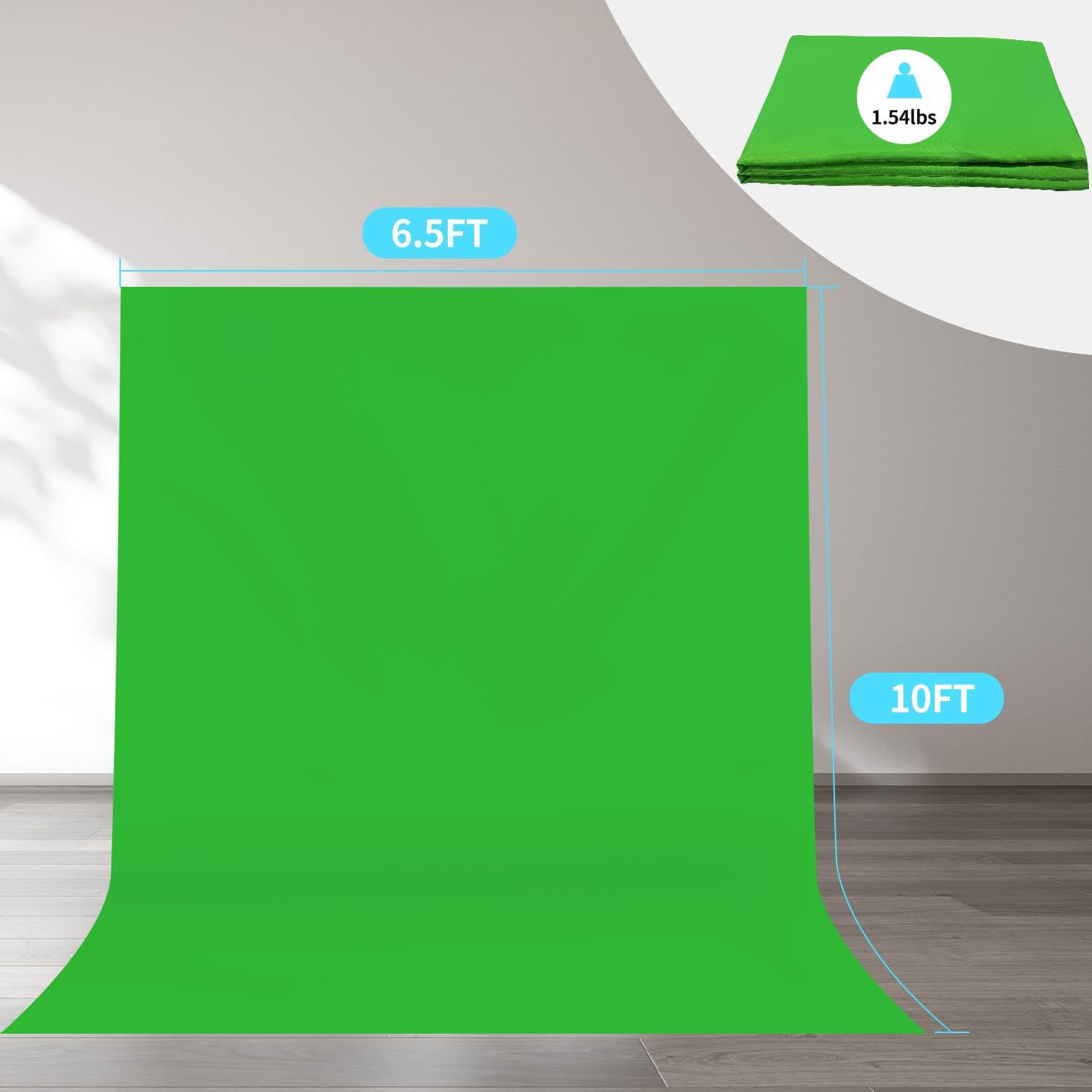 Green Polyester Background - 6.5 x 10FT Professional High Density Green Screen Backdrop for Party Photography and Video Studio