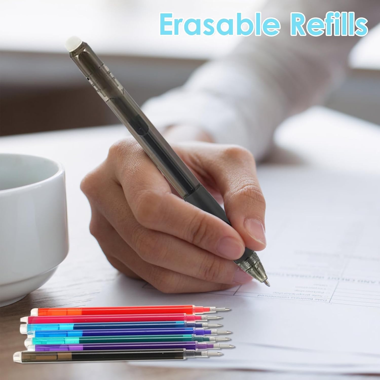 0.7 mm Erasable Gel Ink Pen Refills Compatible with Frixion Friction, Smooth Writing Multicolor Retractable Fine Point Pen Refill for School Office Home Art (8 Colors, 16)