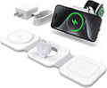 Charging Station for Apple Multiple Devices: 3 in 1 Travel 25W Faster Foldable Magnetic Wireless Charger - Charging Pad for iPhone 16e 16 15 14 13 12 Pro Max Plus Watch & Airpods - Desk Gifts, White