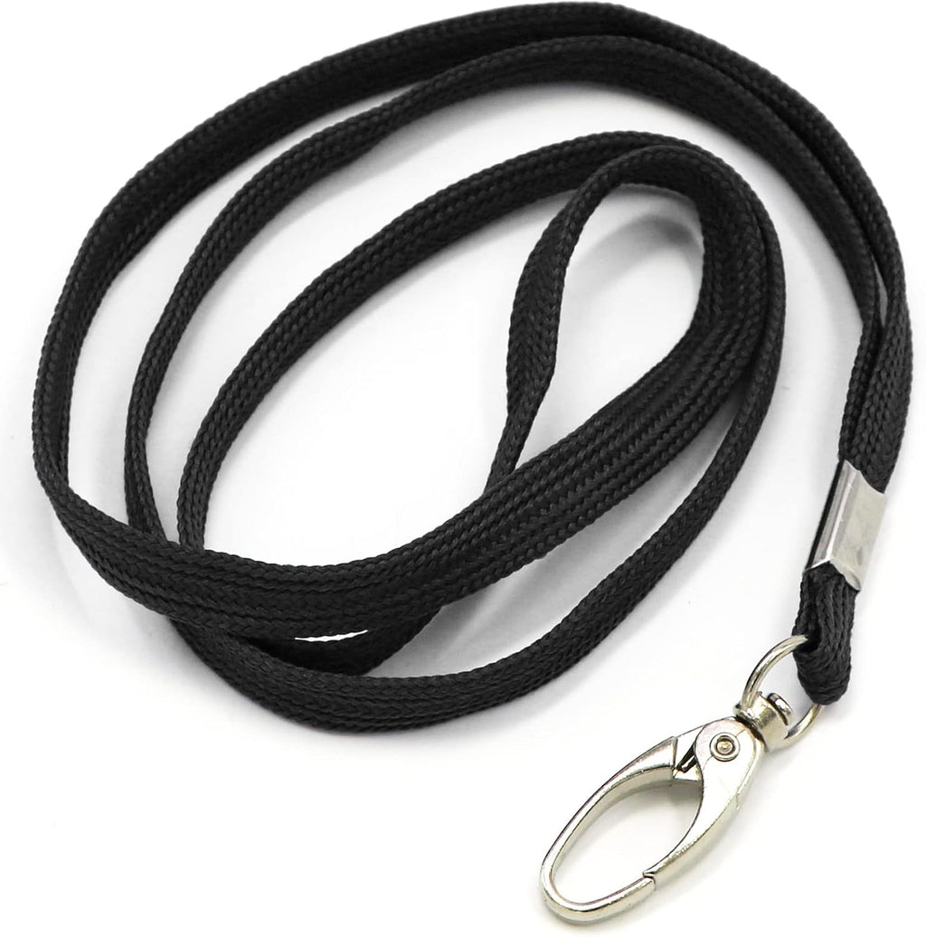 100 Pack Lanyards Bulk Black Lanyard for Office Id Badges Flat Lanyard with Badge Clip Swivel Hook (100 Pack, Black)