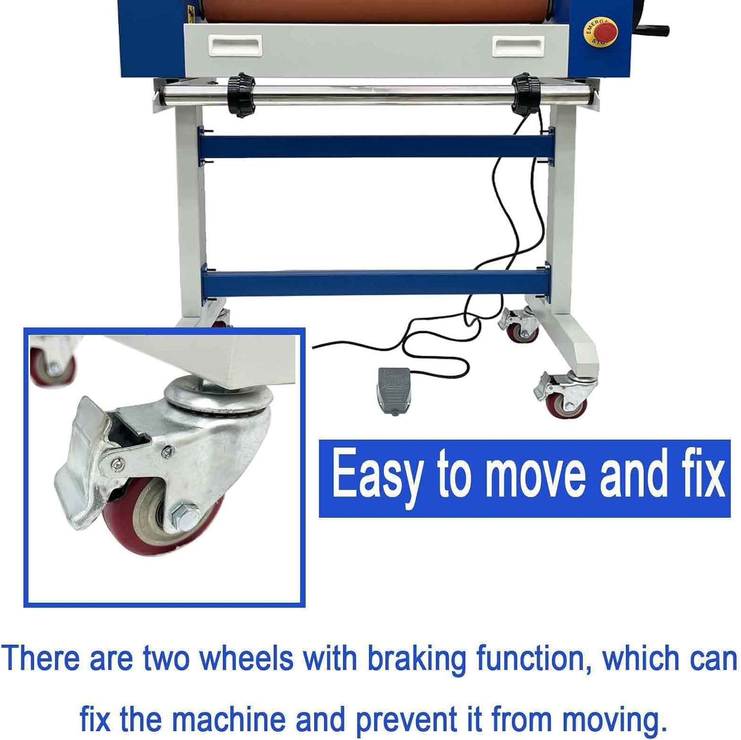 25in(635mm) 110V Semi-auto Cold Laminating Machine with Soft Rubber Roller, Electric/Manual, Adjustable Speed Laminator with Foot Pedal, 1" Maximum Laminating Thickness