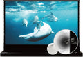 VIVIDSTORM-Projector Screen with Stand S 92 Inch Sound Transparent Perforated Floor Rising White Fabric 4k HD Ready Home/Movie Theatre Work with Normal Throw Projector, VSDSTPW92H