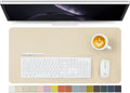Leather Desk Mat - Non-Slip PU Desk Pad for Office and Home - Desk Organization and Accessories - Ideal for Large Mouse Pad and Desk Mats on Top of Desks (Beige,27.6"x 13.8")