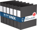 Premium Economy 6-Pack 3-Ring Binders for School or Office, Round-Ring Binders, 2 Inch, Black