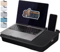 GORILLA GRIP Laptop Lap Desk with Phone Holder, Pillow Cushion Desks Fit Laptops up to 15.6", Tray Ledge Keep Computers in Place, Portable Travel Workstation Essentials for Home, Dorm Room, Black