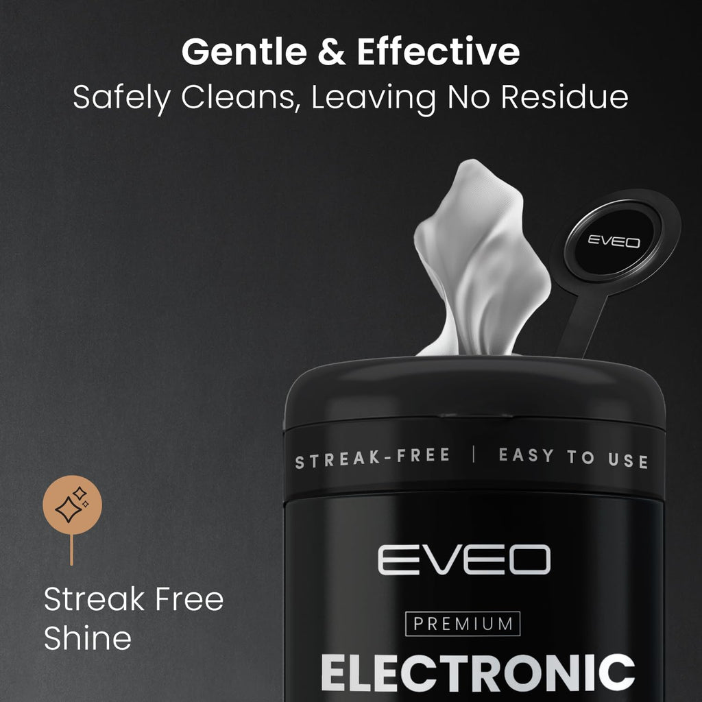 Electronic Wipes Streak-Free for Screen Cleaner & Smart Watch [4 Pack x 40] TV Screen, Smart TV, Computer Screen, Laptop, Phone, Tablet, and Electronics devices - Microfiber Cloth Included [160 Wipes]