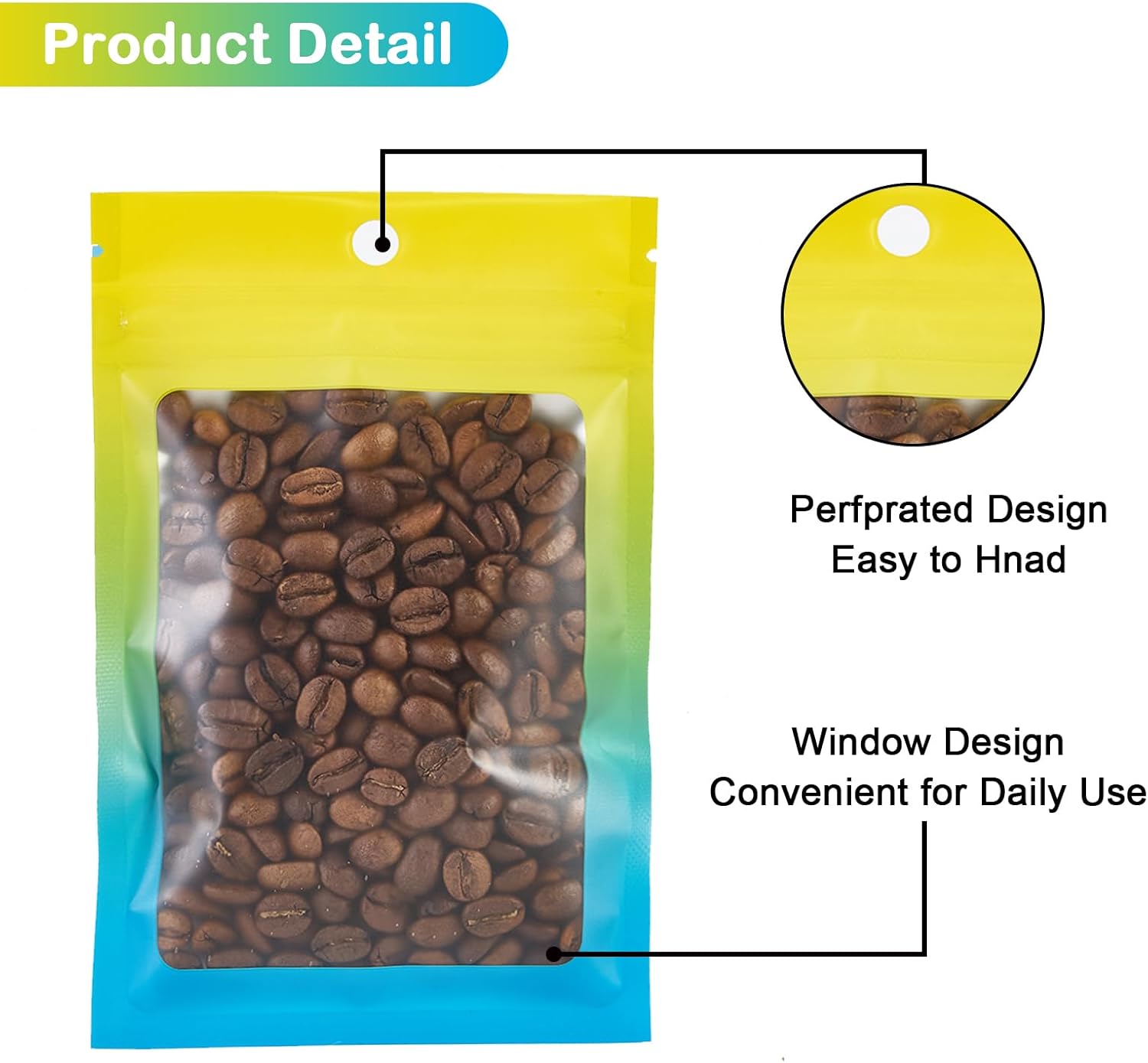100 Pcs Resealable Mylar Bags, Gradient Color Food Storage Bags, Zip Bag Foil Bags Packaging Pouch for Food Storage, Sample, Small Business (Yellow Blue, 4 X 6 Inch)
