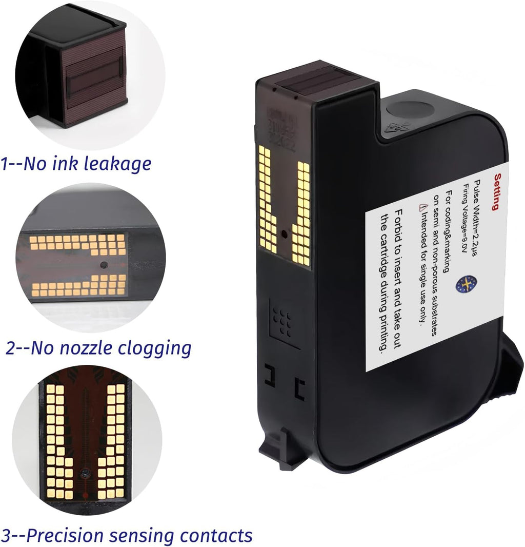0.5" 42ml Quick-Drying W6900K Ink Cartridge for 0.5inch/12.7mm Handheld Inkjet Printer E55/E15/E98/E11/E12/E16, Black