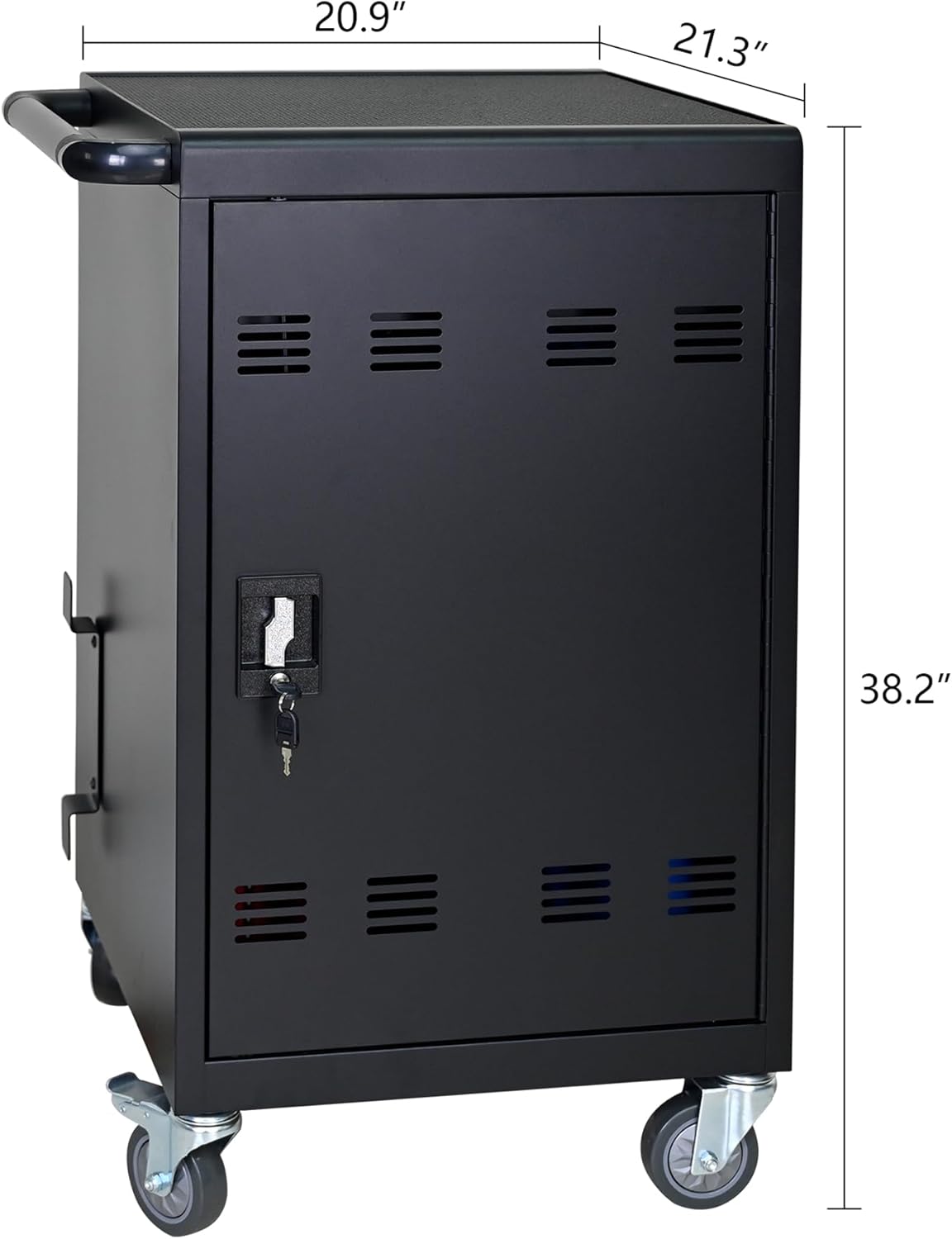 32 Plastic Device Lockable Charging Cart Holds Up to 14" with 6 5-Device Storage Compartment Tablet Laptop for Mobile Charging Storage Trolley with Cable Management Dividers Cable Clips Black