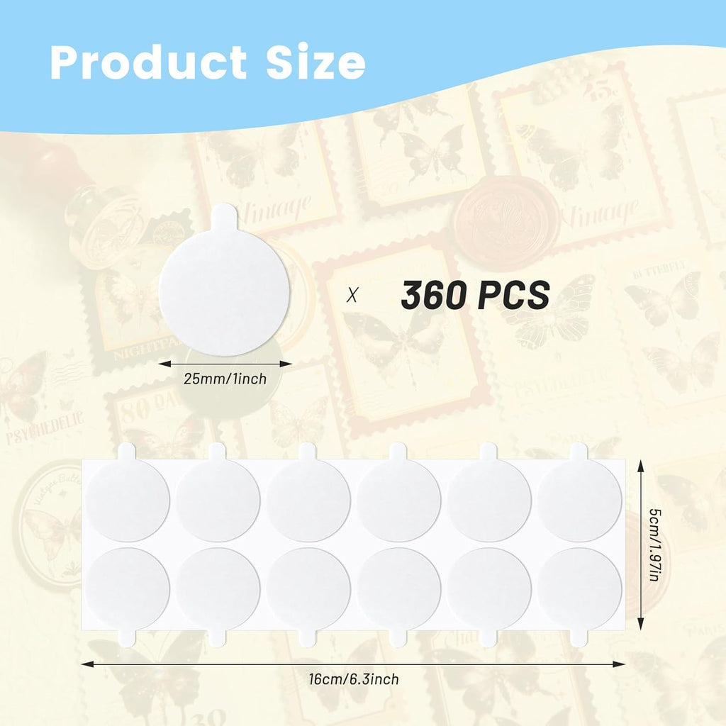 360 PCS Double Sided Adhesive Wax Seal Stickers Removable Sticky Tack Putty (1 inch) for Wax Sealing Stickers, for DIY Art,Craft,Home Decorative Tape