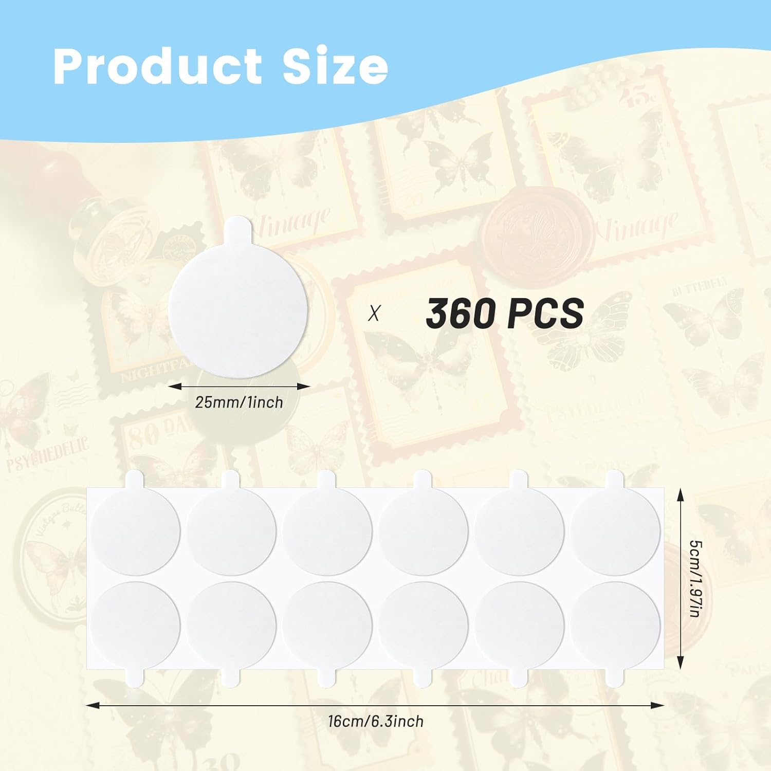 360 PCS Double Sided Adhesive Wax Seal Stickers Removable Sticky Tack Putty (1 inch) for Wax Sealing Stickers, for DIY Art,Craft,Home Decorative Tape