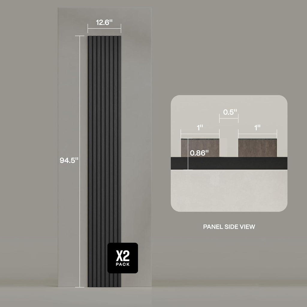 2-Pack Acoustic Wall Panels - Wood Slat Wall Decor - Soundproof Panels