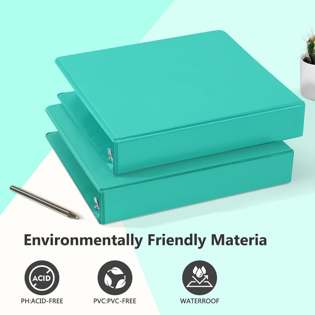 ViVin Sturdy 1.5 Inch 3 Ring Binder with Pockets, Slant-D Ring, PVC-Free, Customizable Clear View Binder,Holds 350 Sheets of 8.5" x 11" Paper, 6 Pack (Lake Green)