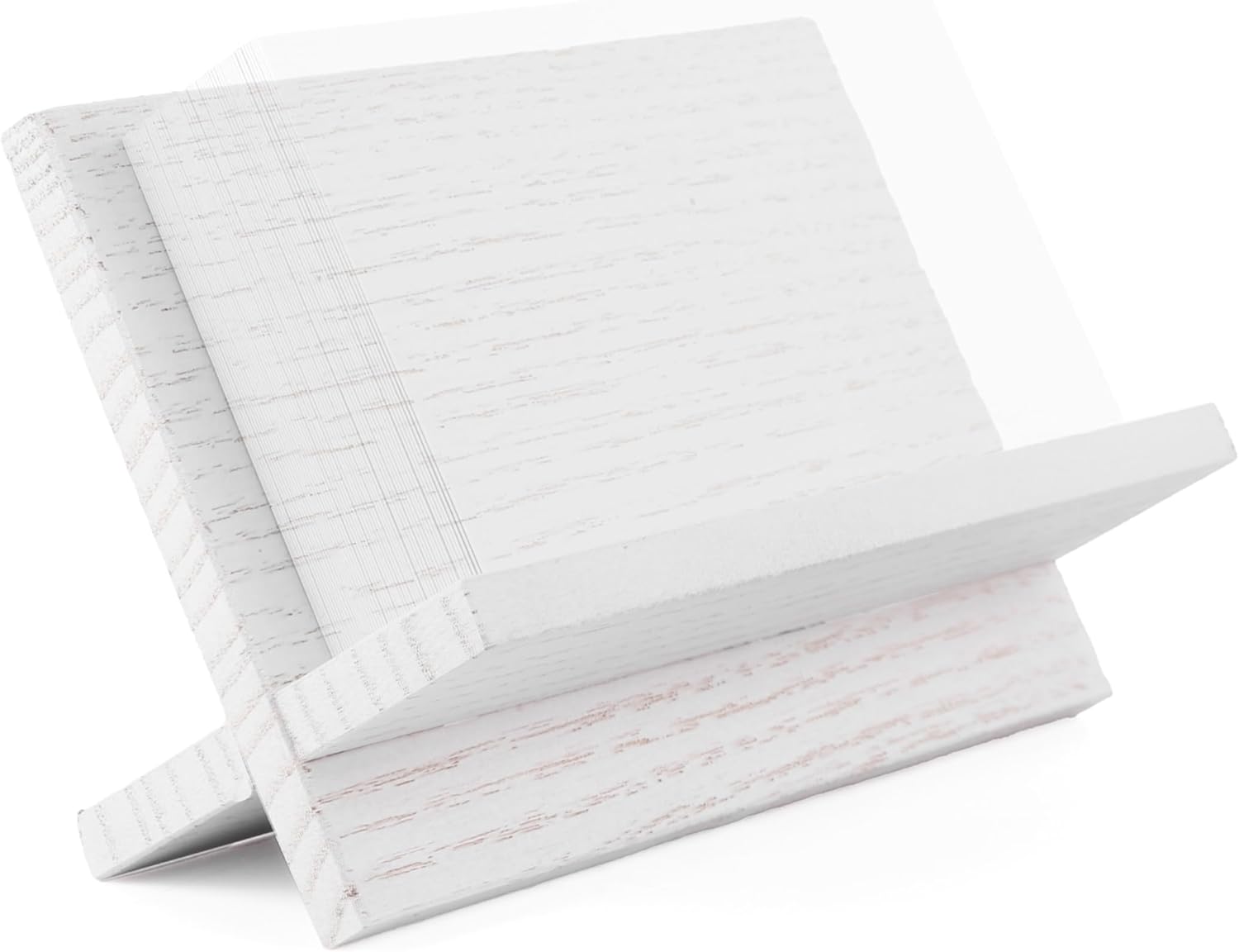 White Wood Business Card Holder Desk - Desktop Card Stand, Holders for Business Cards, Wooden Business Card Holder for Office Desk or Cafe, Bar & Restaurant Counter