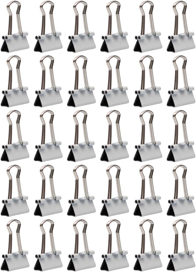 JAM PAPER Colorful Binder Clips - Extra Small - 3/5 Inch (15 mm) - White Binderclips - 30/Pack